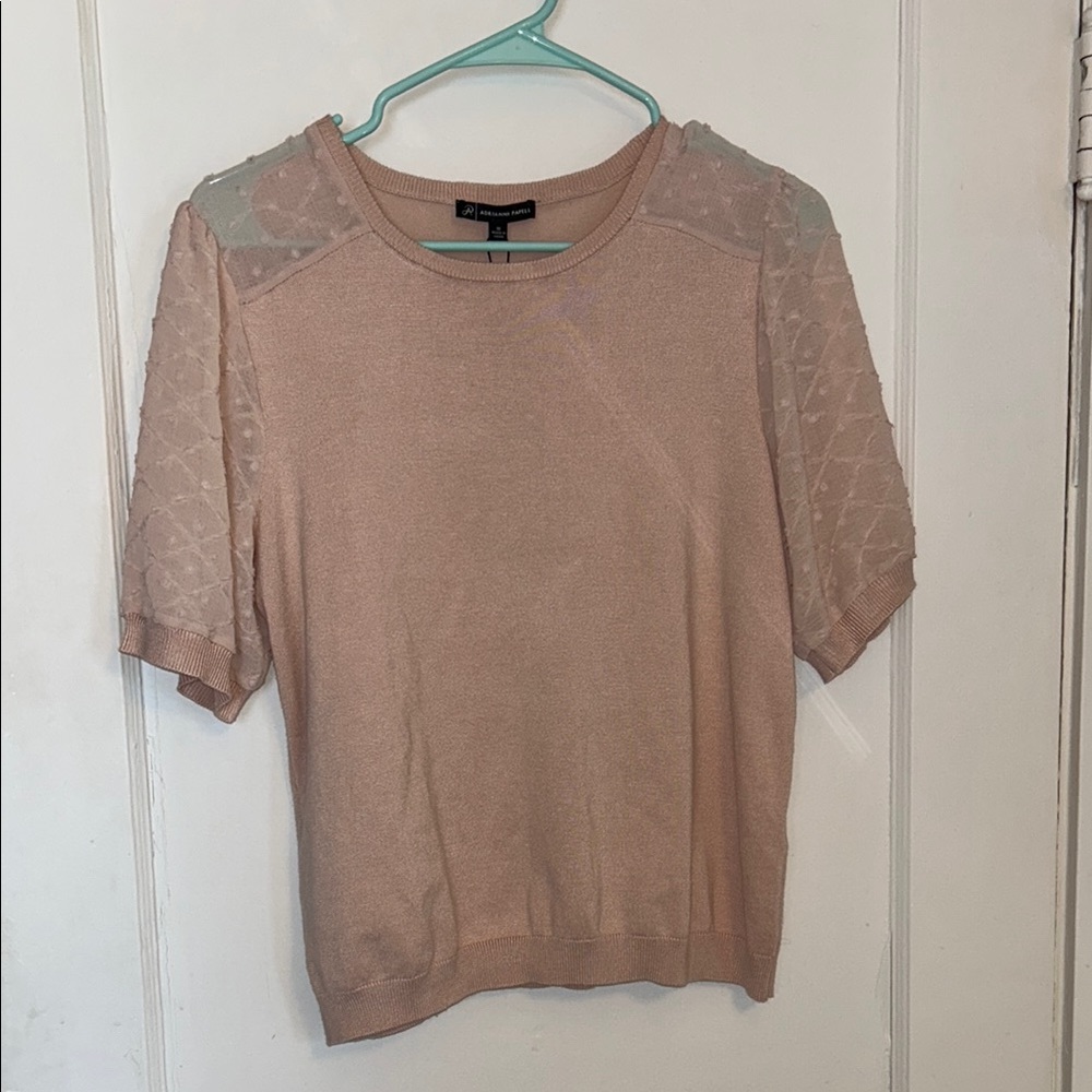 Women's pearl blush Top with Sheer Sleeves